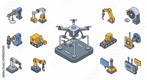 Collection of Industrial Robots and Drones for Automation.