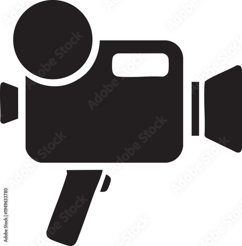 Classic Movie Camera Icon Black Silhouette Vector Film Camcorder Symbol with transparent background