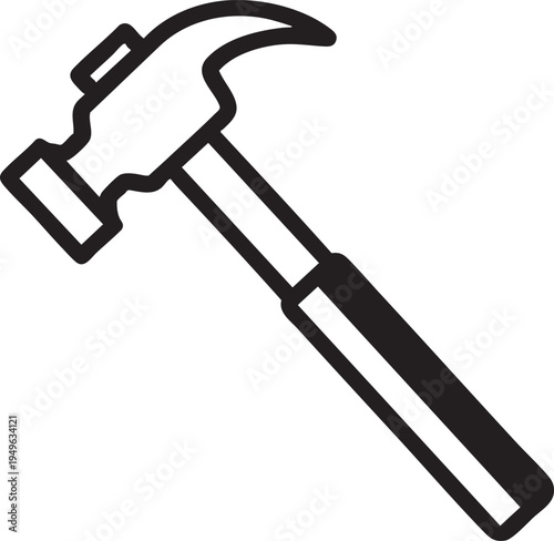 Minimalist hammer tool vector illustration on transparent background