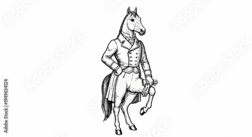 Anthropomorphic Horse Dressed in Formal Victorian Attire.