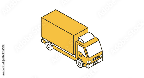 Isometric Yellow Delivery Truck Illustration for Logistics and Transportation.