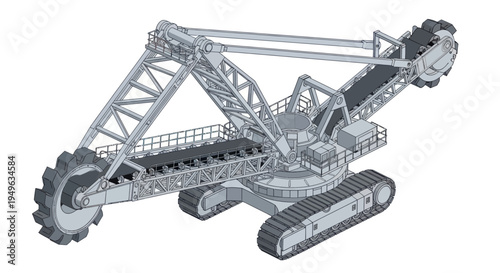 Massive Industrial Bucket Wheel Excavator for Mining Operations.