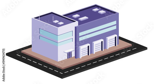 Modern Industrial Warehouse Building with Loading Docks.