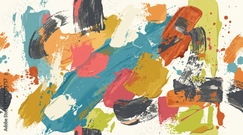 Abstract brush strokes with bright colors and energetic feel