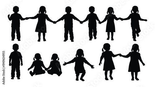 A group of children holding hands in a circle