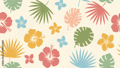 Tropical Floral Pattern Background - Summer Vacation & Resort Decor