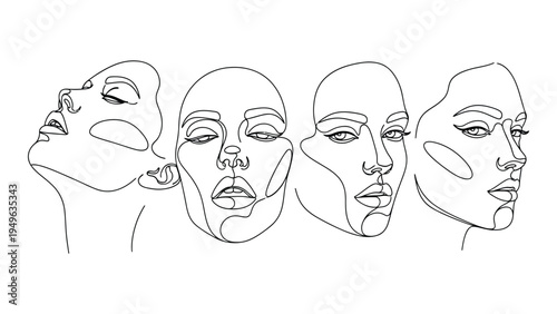 Four different facial expressions of a bald man