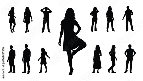 A group of people in various poses