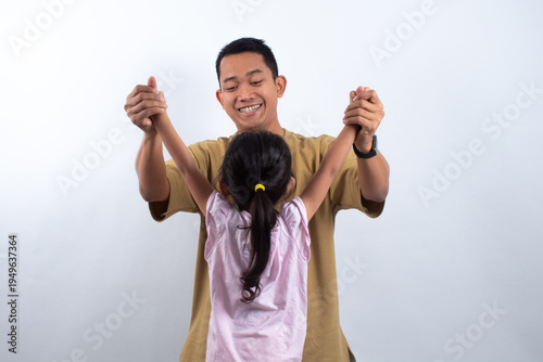 Father and Daughter Holding Hands Isolated