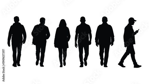 A group of people walking in a line