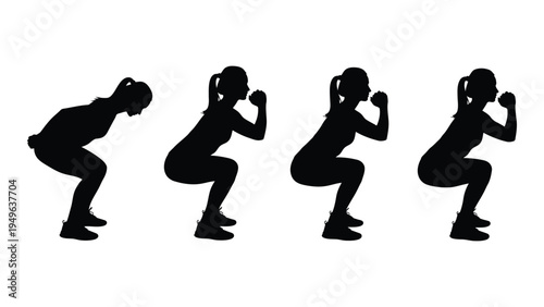 A woman performing a series of squat exercises