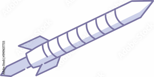 Simple illustration of a purple rocket ship with visible flame details