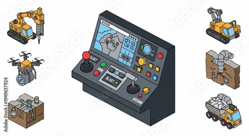 Isometric Construction and Technology Equipment Collection.