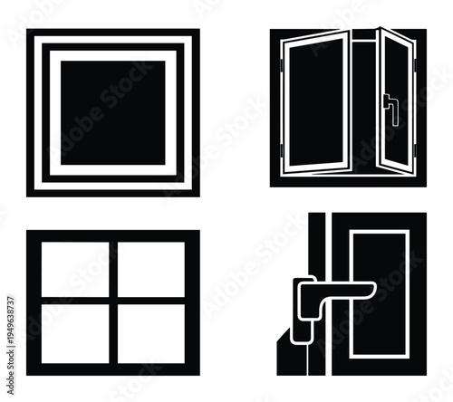 Window and door frame silhouettes for house construction and architecture