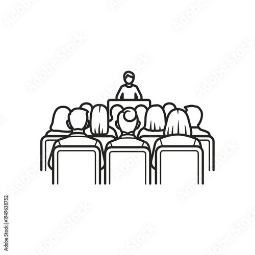 Conference Outline Icon People at a Lecture vector illustration