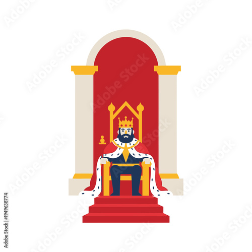 King on Throne Flat Vector vector illustration