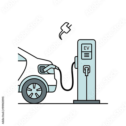 Electric Car Charging Station Minimalist Vector vector illustration