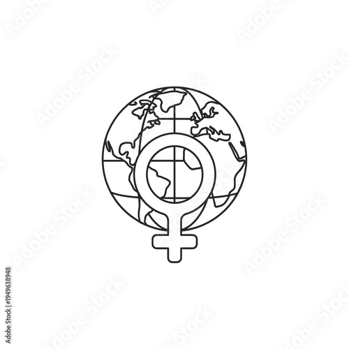 Feminist Planet Symbol Outline vector illustration
