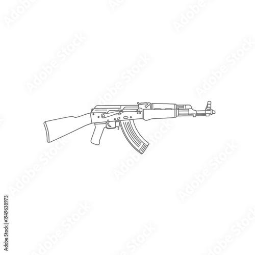 Ak-47 Rifle Outline vector illustration