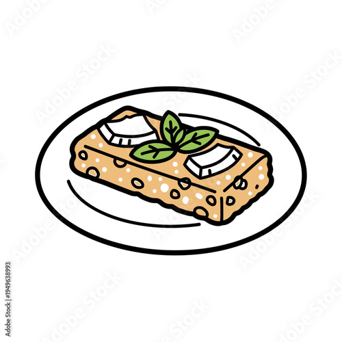 Coconut Bar Dessert on Plate vector illustration