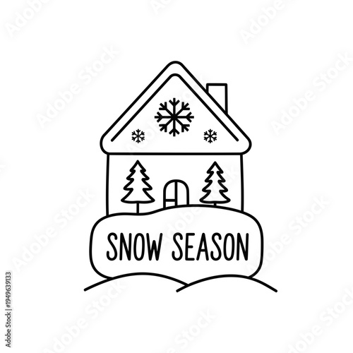 Winter Season House Outline Icon vector illustration