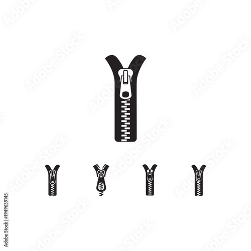 Zipper Icons Collection on White Background vector illustration