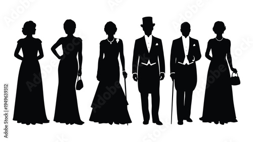 A group of people in formal wear standing together