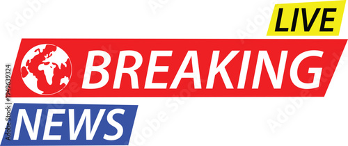 Breaking News Live Banner with Globe Icon – TV Broadcast Alert Headline Graphic