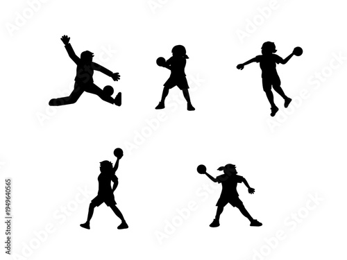 ハンドボール女子シルエットイラスト