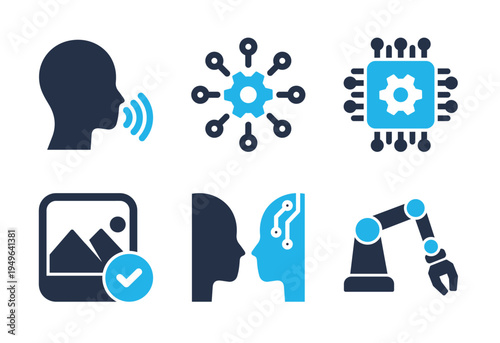 Robotics and Image Processing icon set. Solid glyph series icons