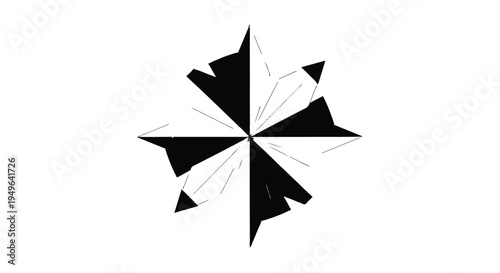 Modern abstract geometric shape black and white star flower design element for creative projects and artistic use