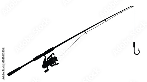 A fishing rod with a hook and reel