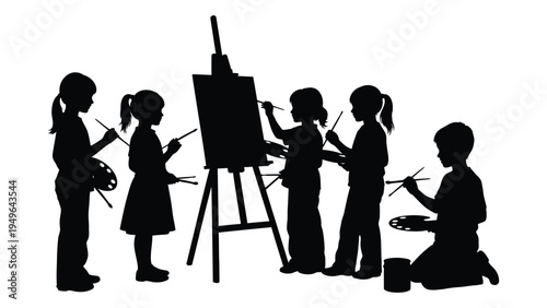 Children painting on an easel together