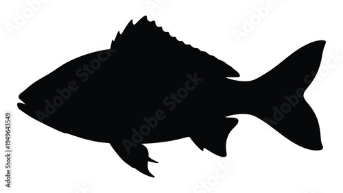 A black silhouette of a fish swimming
