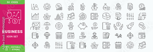 Business Continuity line editable icon set. Containing Business, resilience, continuity, acceptable, strategy, operation, analysis, and more. Editable stroke. vector illustration