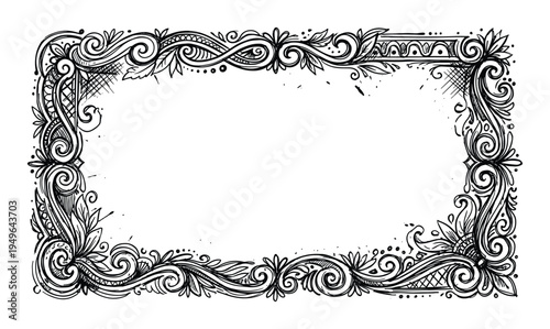 Elaborate decorative frame with swirling floral motifs and leafy accents