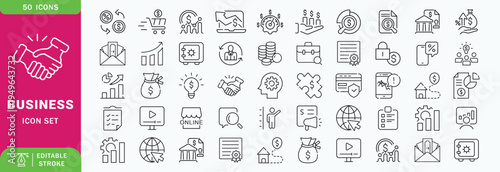 Business Continuity line editable icon set. Containing Business, resilience, continuity, acceptable, strategy, operation, analysis, and more. Editable stroke. vector illustration