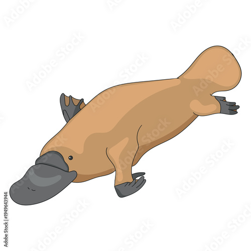 A cute and happy platypus mascot character illustration. Unique hand-drawn animal design perfect for kids education, storytelling, and community identity signs or stickers