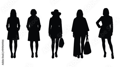 A group of women in various poses and outfits