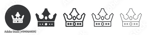 Royal Crown thin line and solid icon. Multi series icon. Web minimal icon