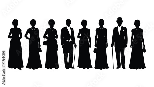 Group of people in formal wear standing in a line