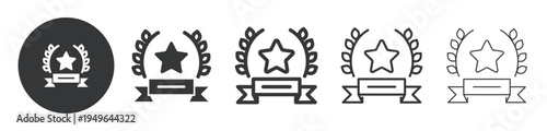 Award Star and Ribbon thin line and solid icon. Multi series icon. Web minimal icon