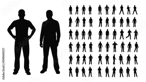 A collection of human silhouettes in various poses
