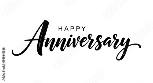 Elegant Happy Anniversary Calligraphy Script Black and White.