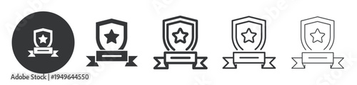 Honor Shield and Award thin line and solid icon. Multi series icon. Web minimal icon