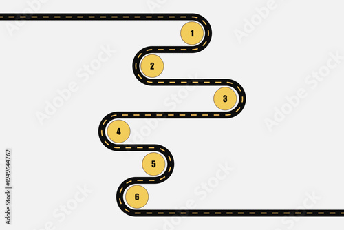 Curved Roadmap Timeline Infographic with Numbered Steps