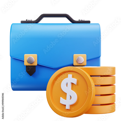 Business Briefcase Finance 3D Illustrations