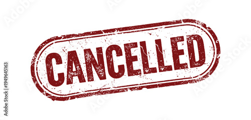 Cancelled red rubber stamp effect on transparent background with grunge texture and distressed look