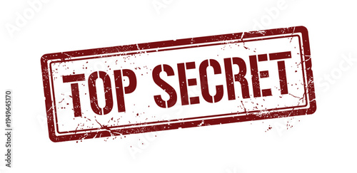 A grunge rubber stamp with top secret text, confidential information on transparent background