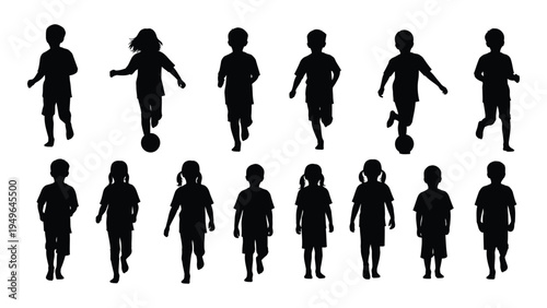 A group of people playing soccer silhouettes